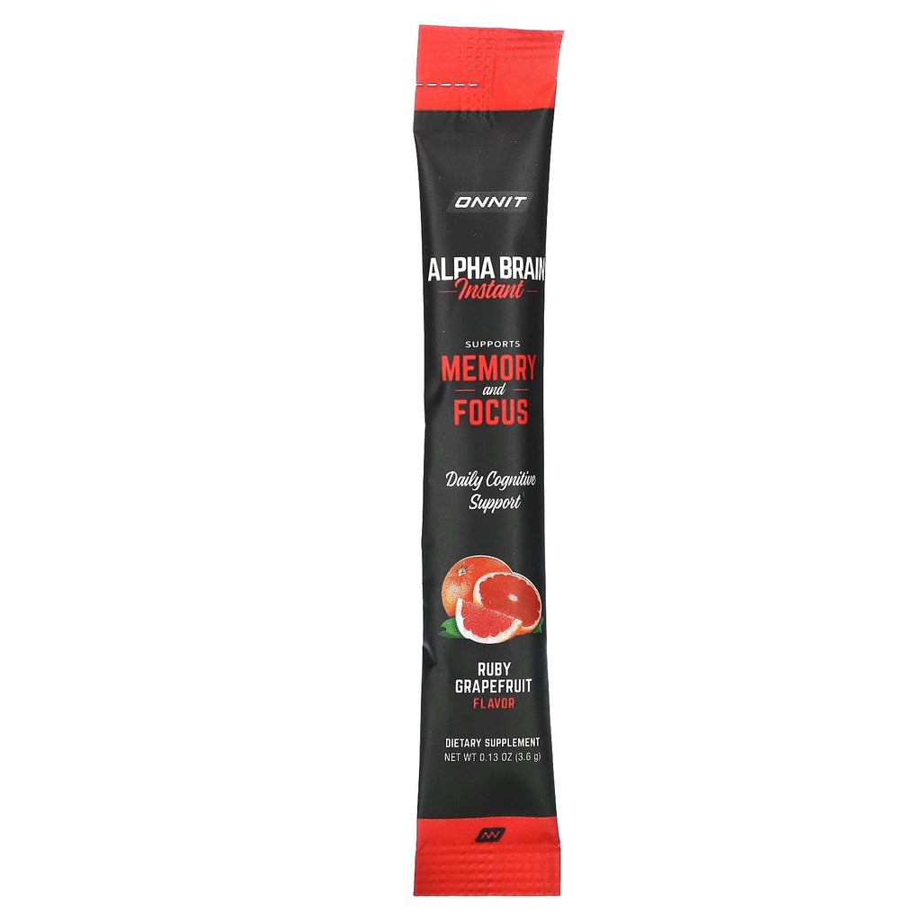 Onnit, Alpha Brain Instant, Memory & Focus, Ruby Grapefruit, 30 Packets, 0.13 oz (3.6 g) Each 