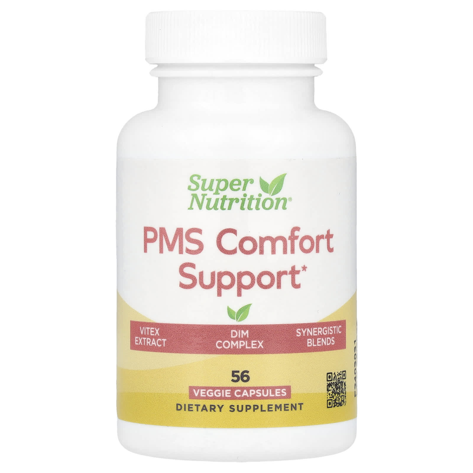 Super Nutrition, PMS Comfort Support with Calcium, Vitex, Magnesium, and BioResponse DIM Complex, 56 Veggie Capsules