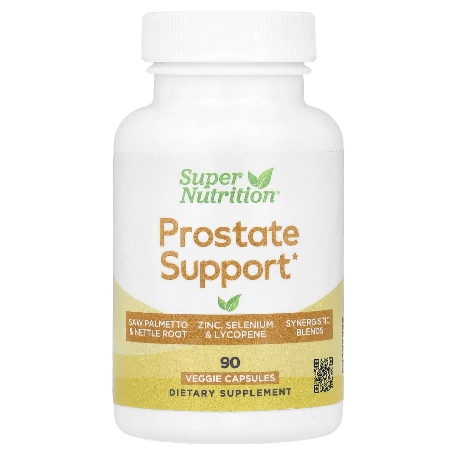 Super Nutrition, Prostate Support with Proprietary Support Blend, Saw Palmetto, Nettle Root, and Zinc Oxide, 90 Veggie Capsules