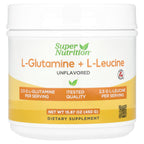 Super Nutrition, L-Glutamine + L-Leucine, Unflavored, 15.87 oz (450 g)