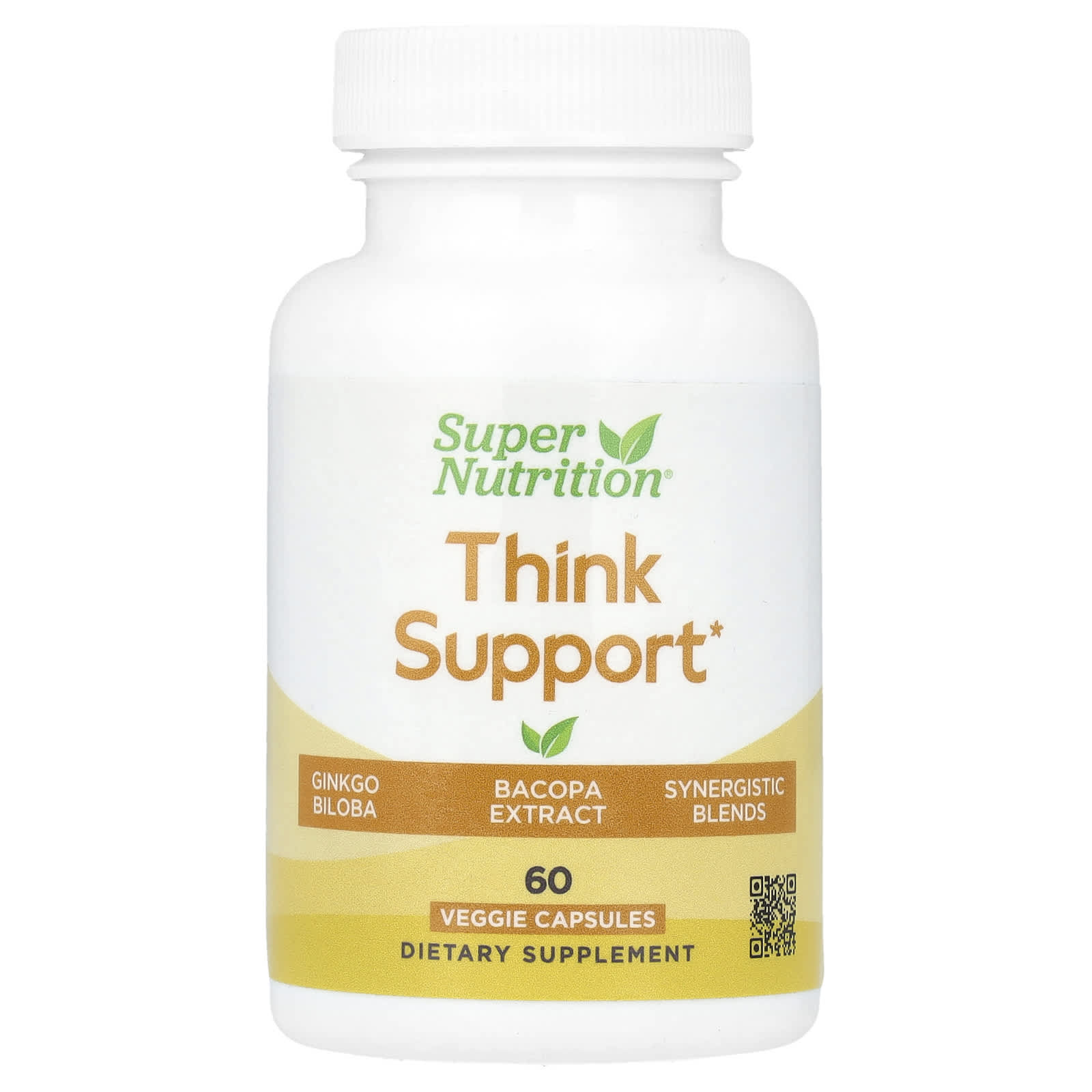 Super Nutrition, Think Support, with Ginkgo Biloba, Skullcap, Gotu Kola, Bacopa and Enzymes, 60 Veggie Capsules