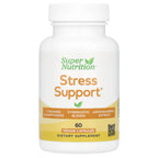 Super Nutrition, Stress Support with L-Theanine, Ashwagandha, Botanical Blend, and Enzymes, 60 Veggie Capsules