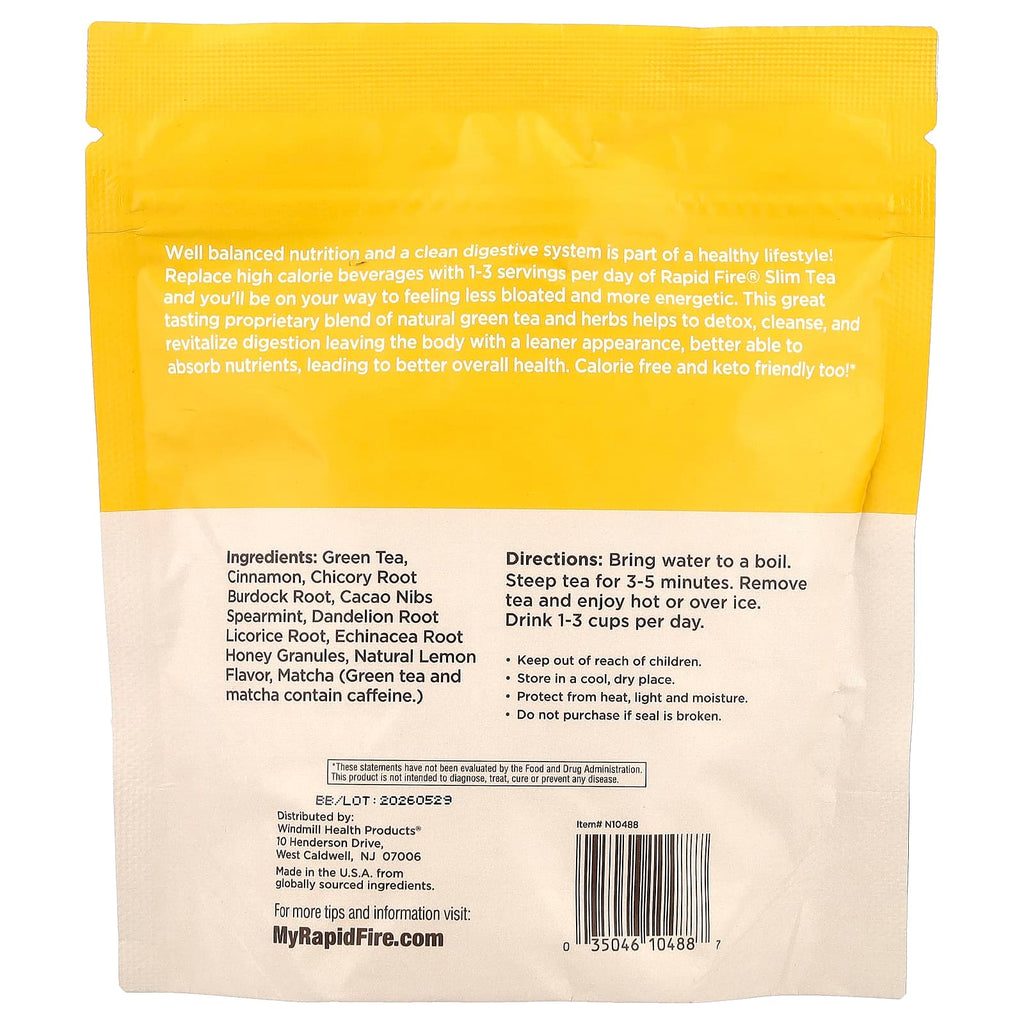 RAPIDFIRE, Slim Tea, Lemon, 14 Pyramid Tea Sachets, 0.87 oz (24.64 g)