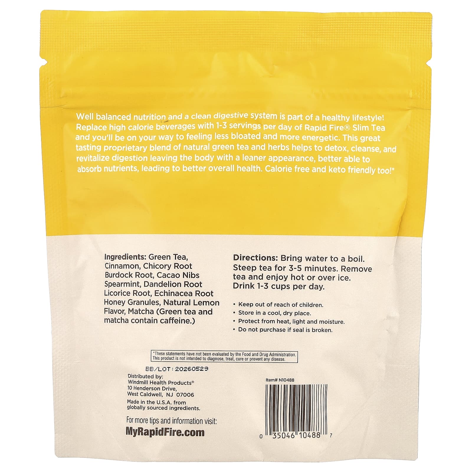 RAPIDFIRE, Slim Tea, Lemon, 14 Pyramid Tea Sachets, 0.87 oz (24.64 g)