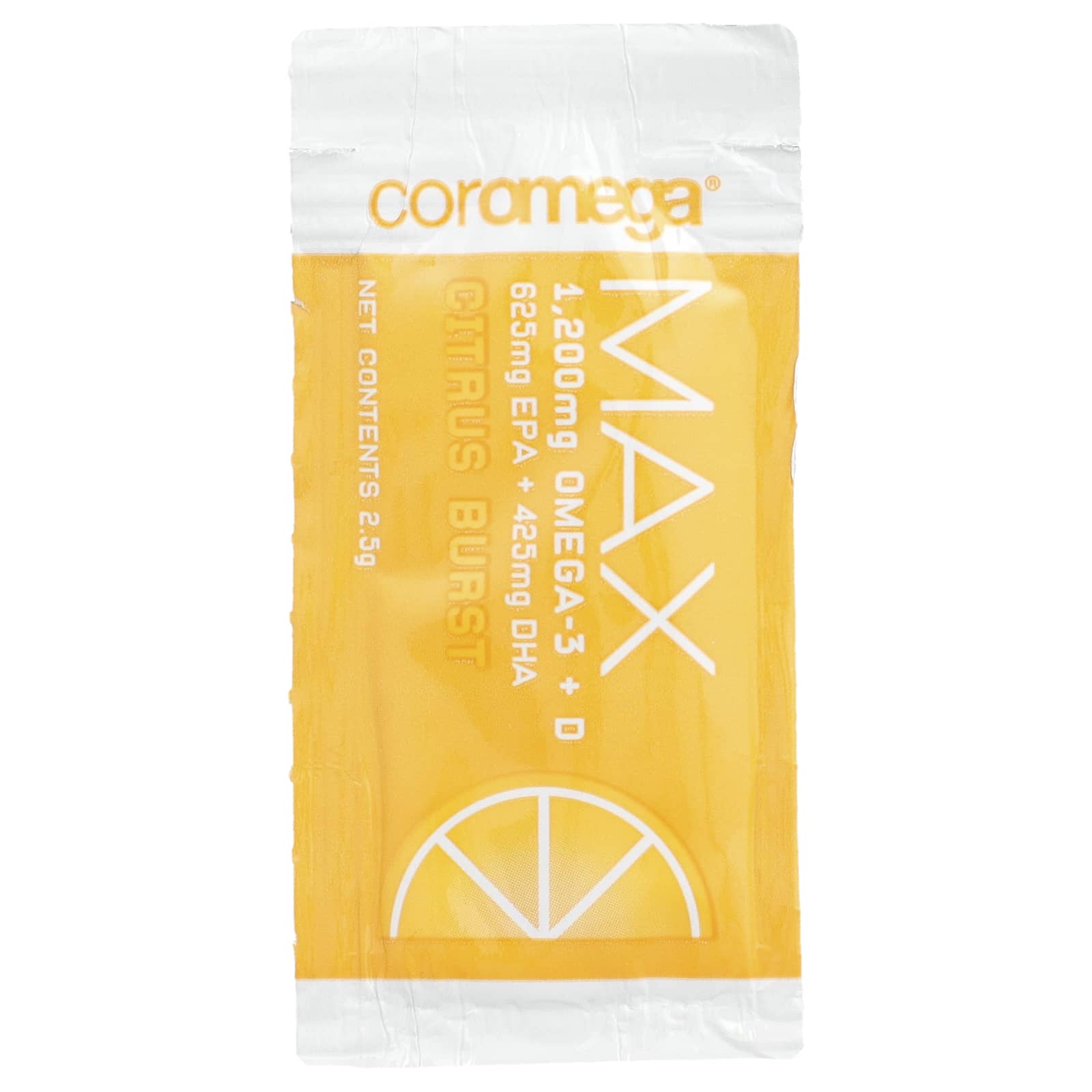 Coromega, Omega-3 Max, High Concentrate Omega-3 Squeeze Shots, Citrus Burst, 90 Single Serve Packets, 2.5 g Each