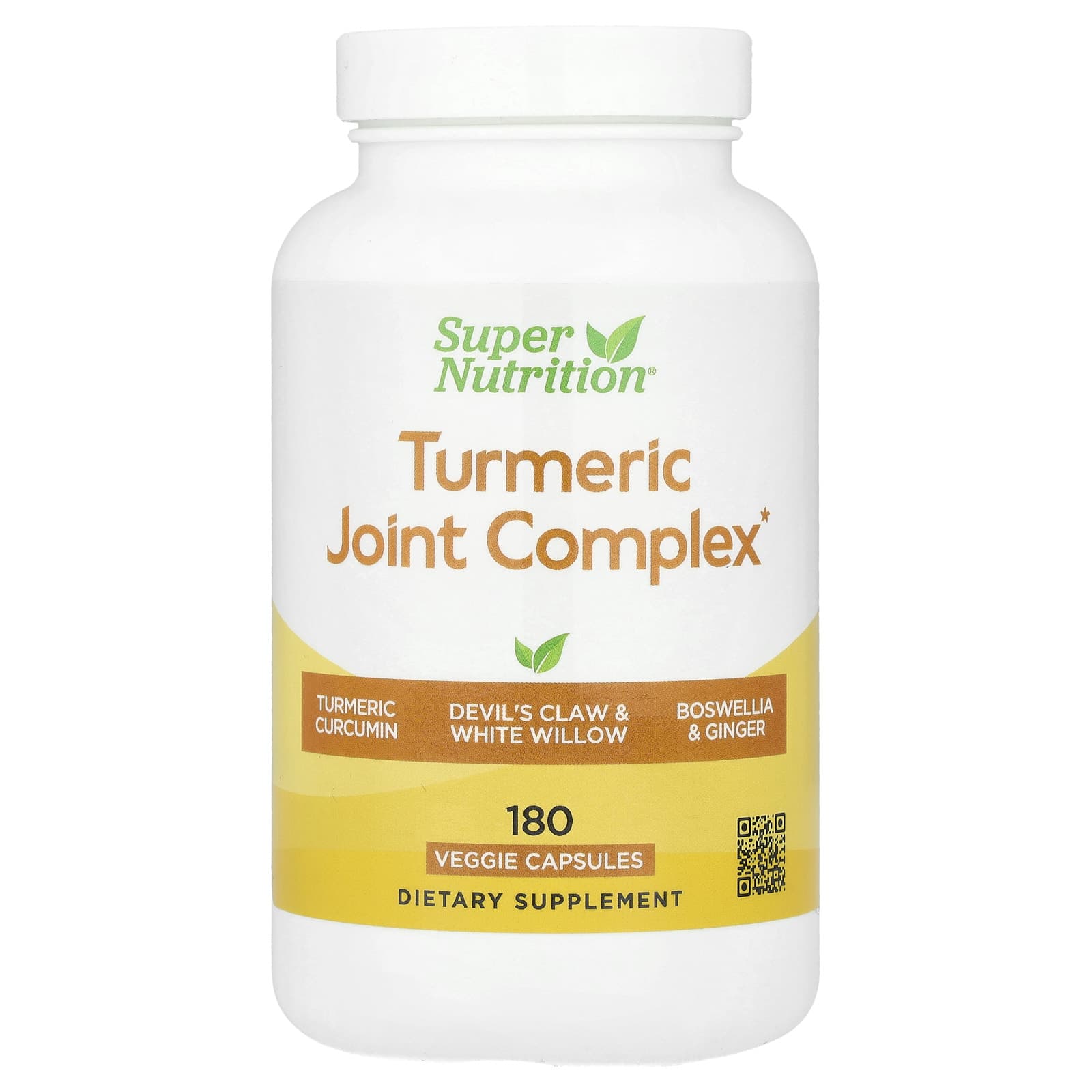 Super Nutrition, Turmeric Joint Complex with Devil's Claw Extract, Boswellia Extract, White Willow Extract, and Ginger Extract, 180 Veggie Capsules