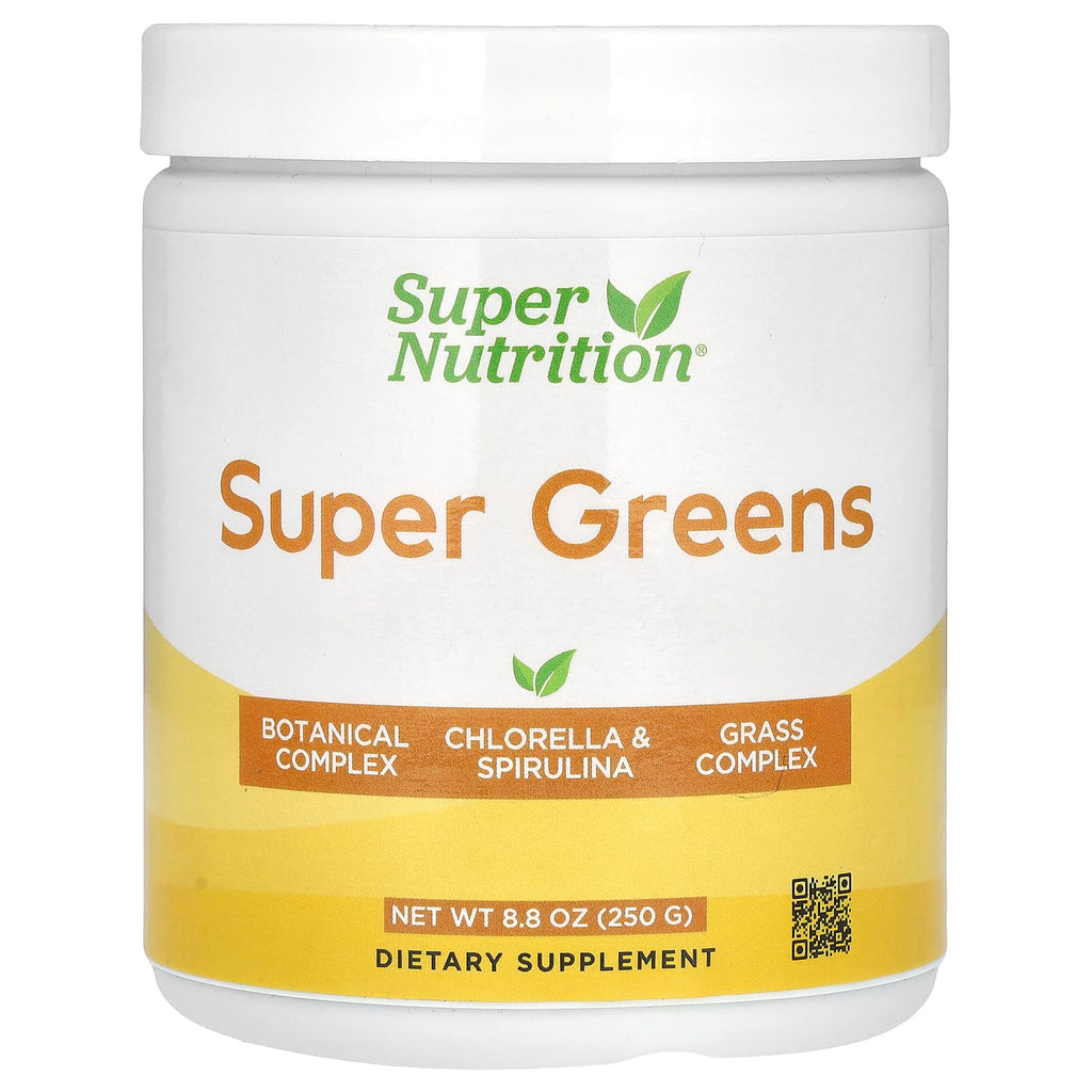 Super Nutrition, Super Greens with Spirulina, Chlorella, Kelp, and Apple Pectin, 8.8 oz (250 g)