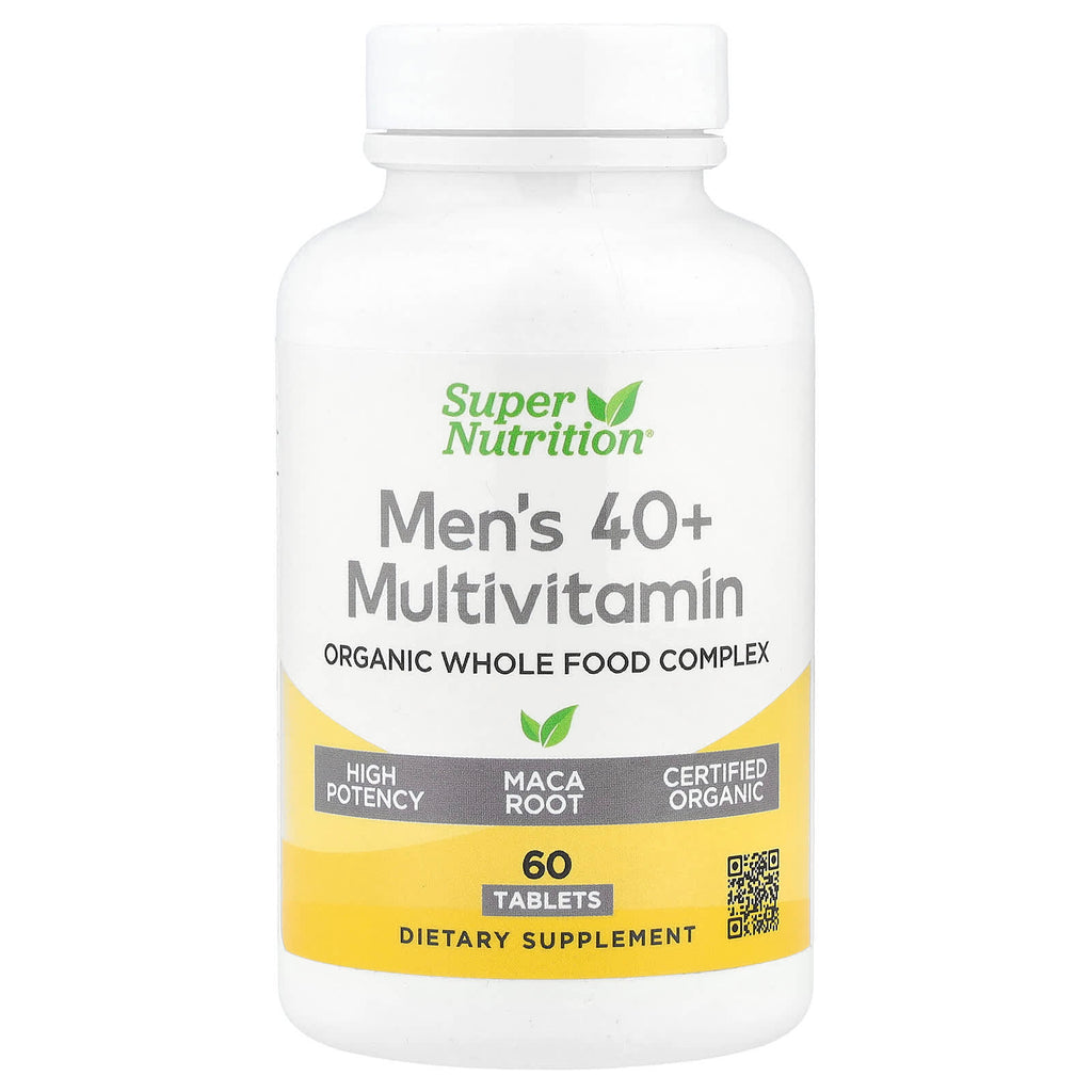 Super Nutrition, Organic Whole Food Men's 40+ Multivitamin with Organic Amla Extract, Organic Sunflower Extract, Organic Moringa Extract, and Organic Shiitake Extract , 60 Tablets