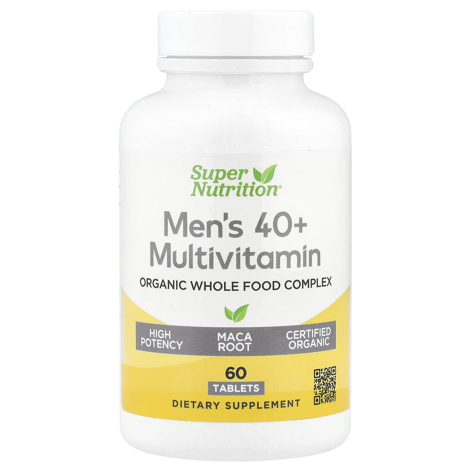 Super Nutrition, Organic Whole Food Men's 40+ Multivitamin with Organic Amla Extract, Organic Sunflower Extract, Organic Moringa Extract, and Organic Shiitake Extract , 60 Tablets