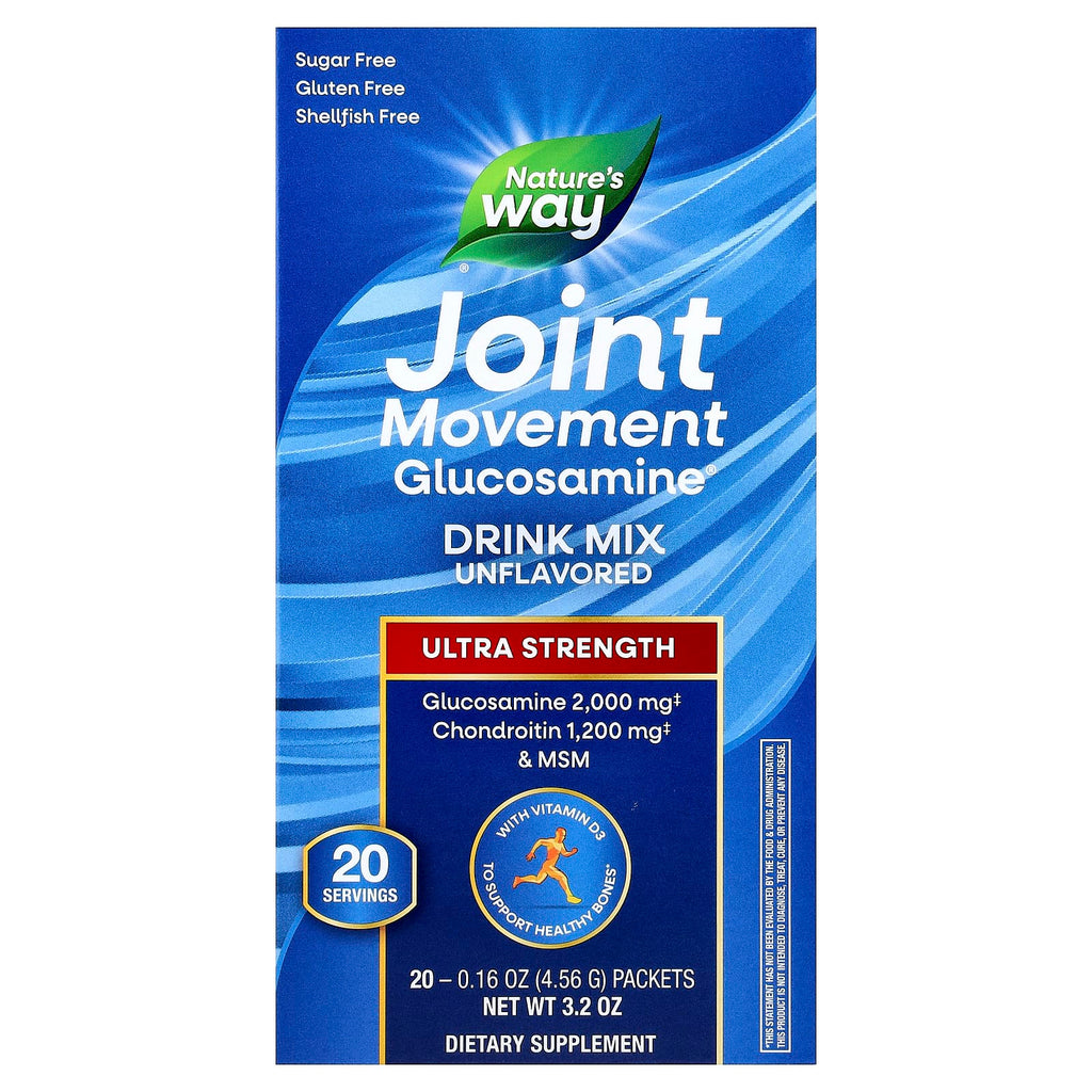 Nature's Way, Joint Movement Glucosamine®, Drink Mix, Ultra Strength, Unflavored, 20 Packets, 0.16 oz (4.56 g) Each
