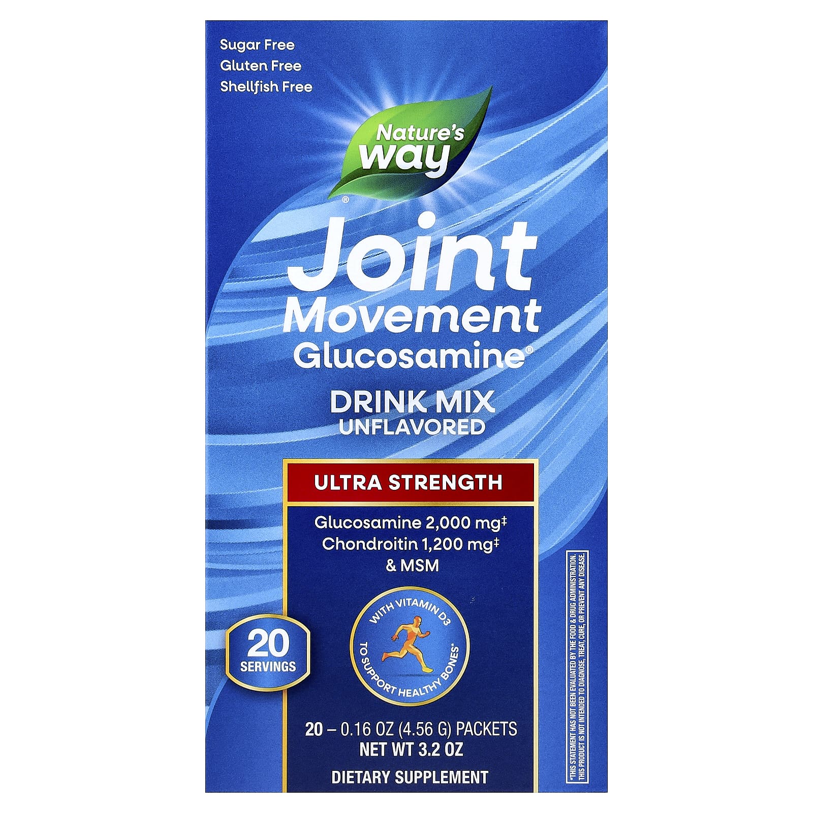 Nature's Way, Joint Movement Glucosamine®, Drink Mix, Ultra Strength, Unflavored, 20 Packets, 0.16 oz (4.56 g) Each