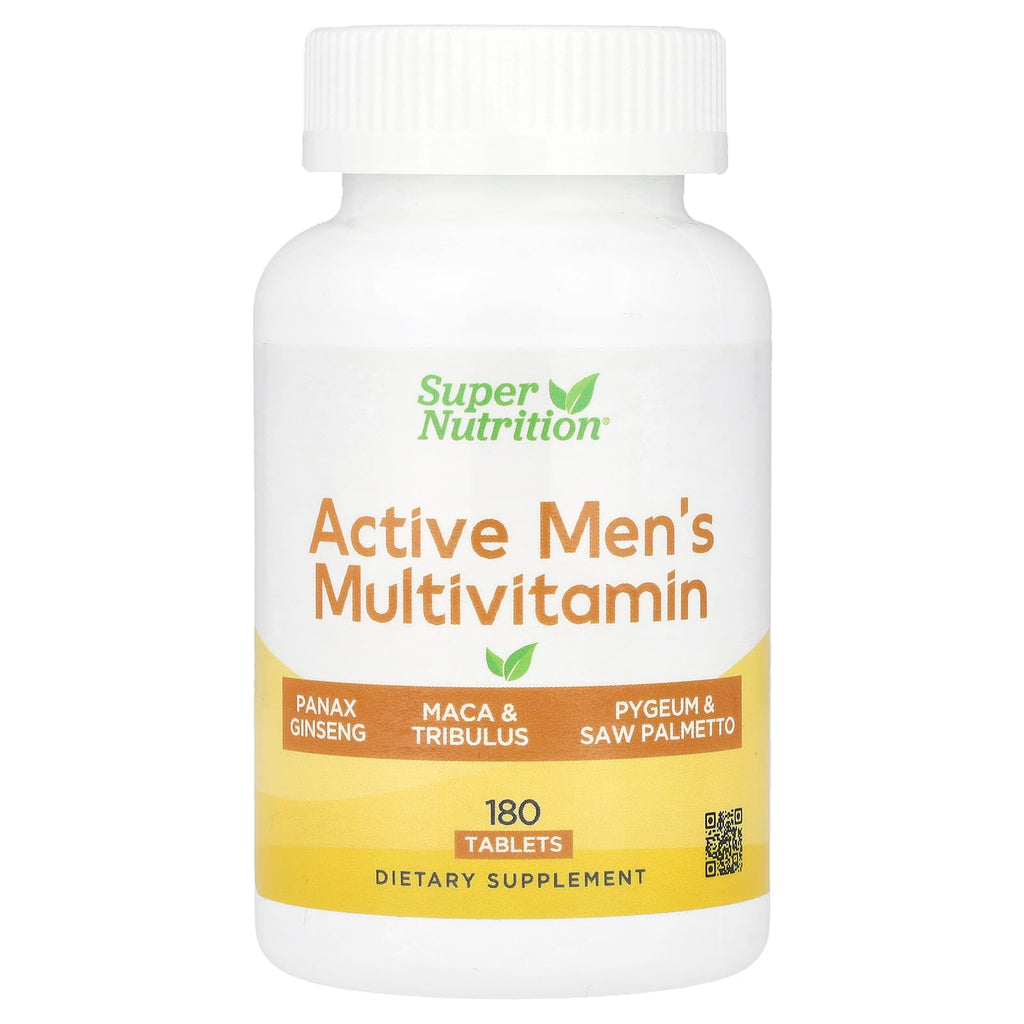 Super Nutrition, Active Men's Multivitamin with Panax Ginseng Extract, Maca, Saw Palmetto, and Tribulus, 180 Tablets