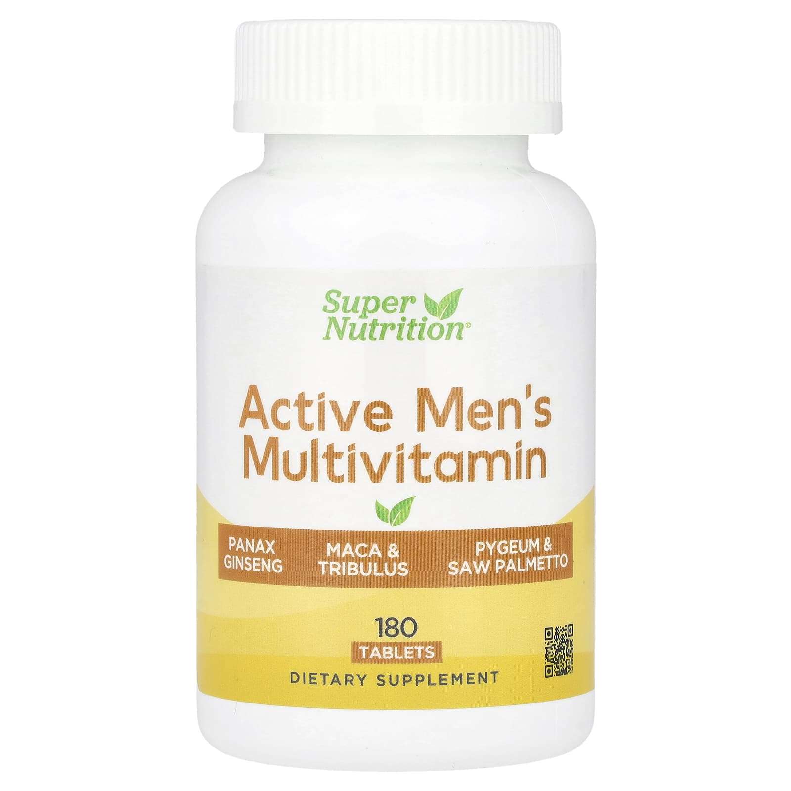 Super Nutrition, Active Men's Multivitamin with Panax Ginseng Extract, Maca, Saw Palmetto, and Tribulus, 180 Tablets