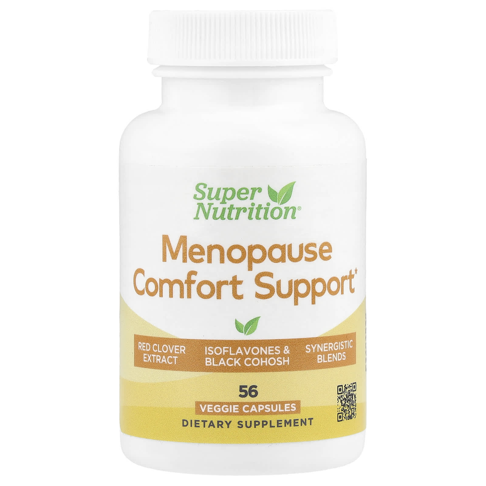 Super Nutrition, Menopause Comfort Support with Folate, Red Clover Extract, Vitamin B12, and Soy Germ Extract, 56 Veggie Capsules