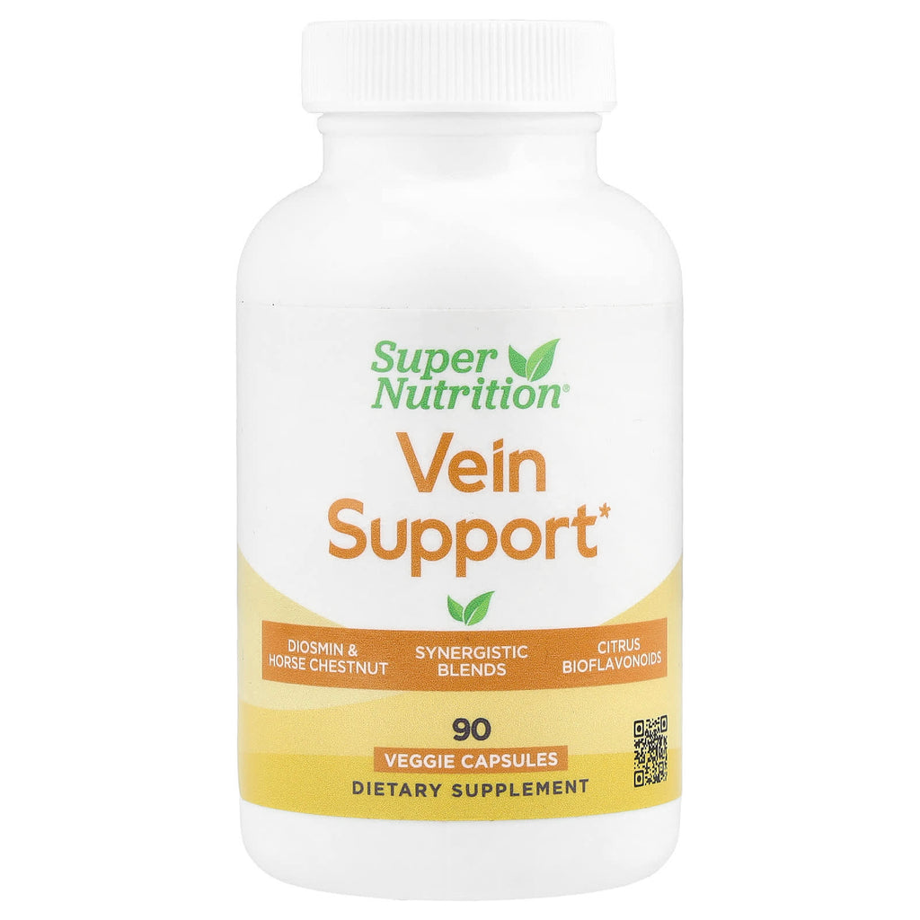 Super Nutrition, Vein Support with Diosmin, Butcher's Broom, Horse Chestnut, Bioflavonoids and Enzymes, 90 Veggie Capsules