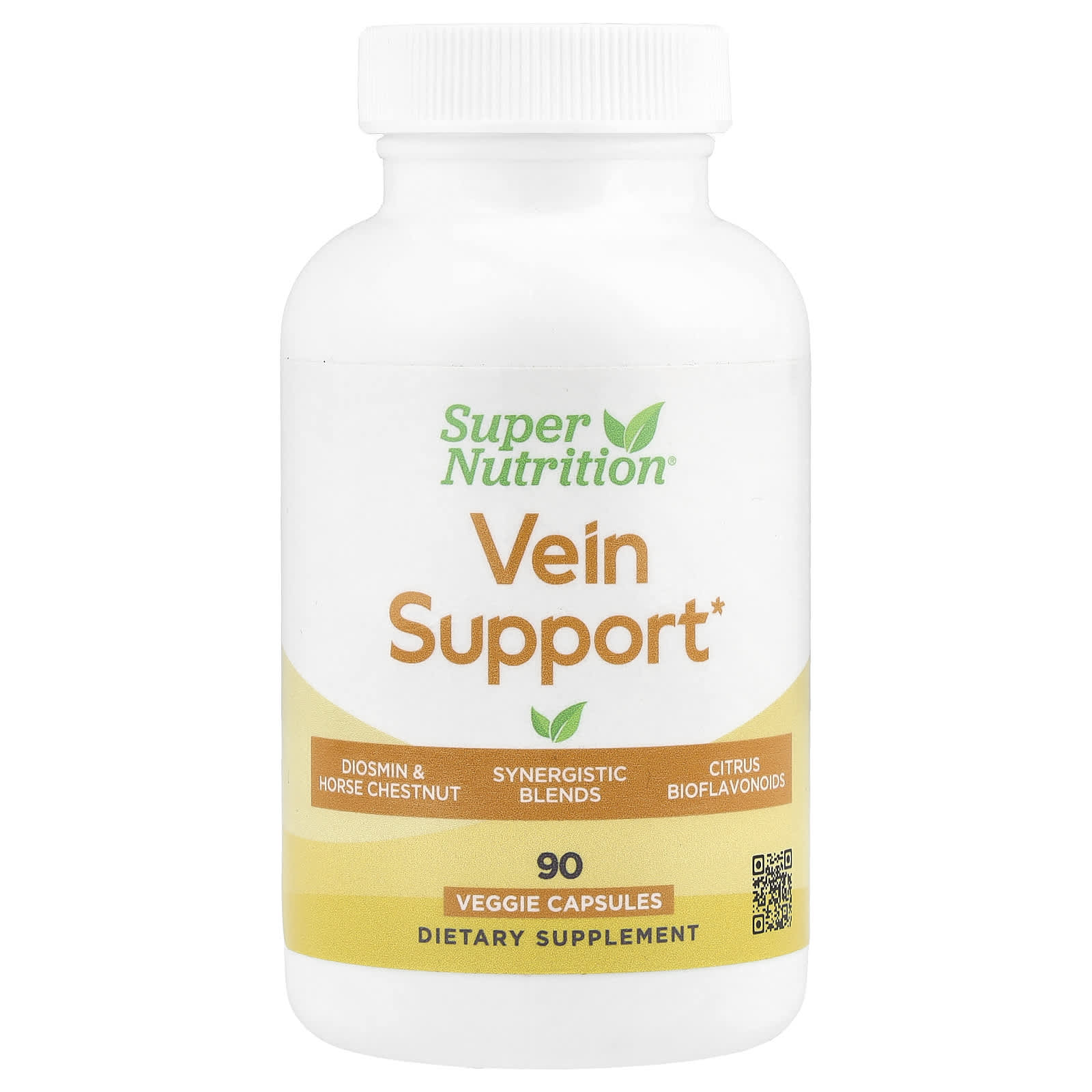 Super Nutrition, Vein Support with Diosmin, Butcher's Broom, Horse Chestnut, Bioflavonoids and Enzymes, 90 Veggie Capsules